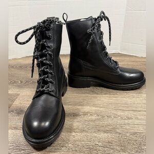 Boemos Boots Women's 8 Black Leather Combat Moto Boots Italian Craftsmanship NWT